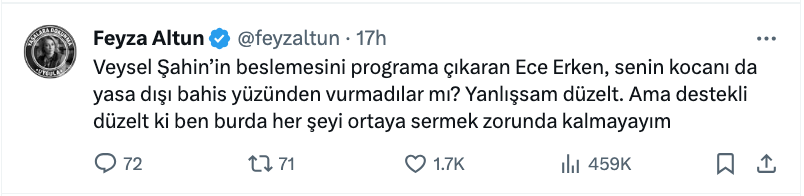 feyza altun dan dikkat ceken ece erken iddiasi yasa disi bahis mi oynuyor